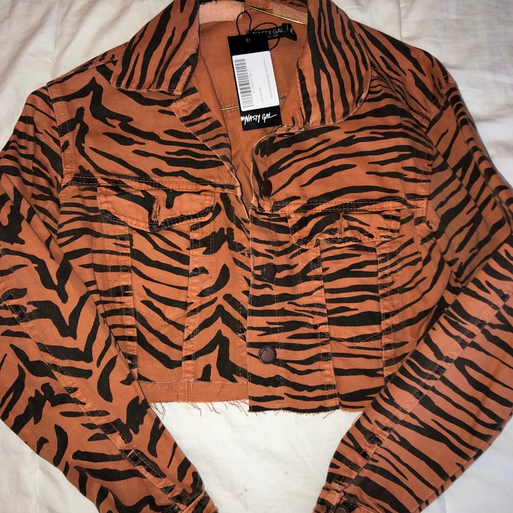 Nasty Gal cropped tiger print jacket